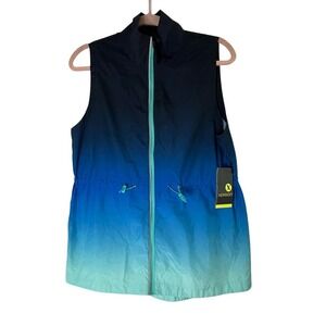Xersion Womens Aqua Ombre Activewear Vest Blue Teal UV Water Repellent Small